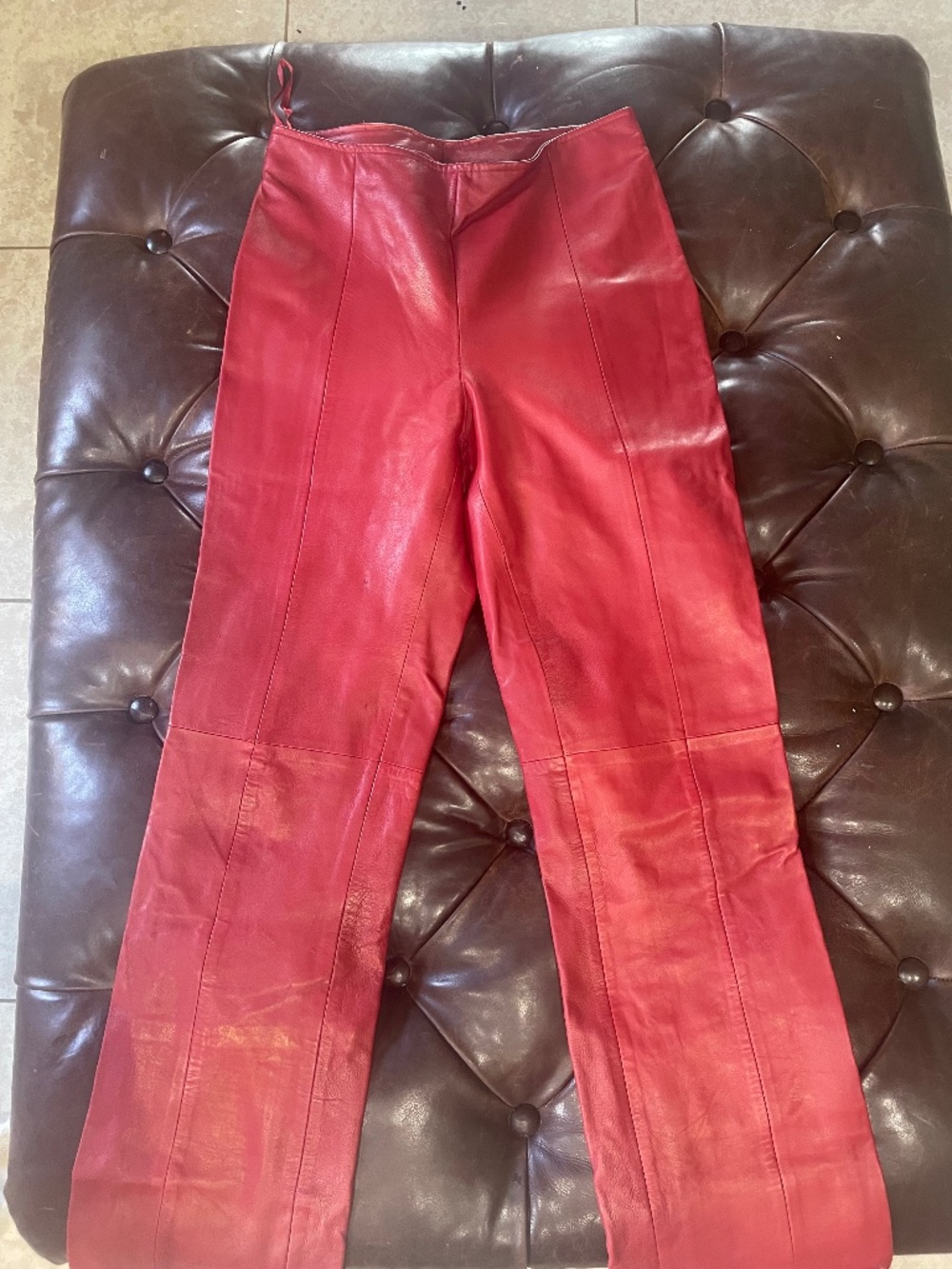 Vintage Red leather flat pant
